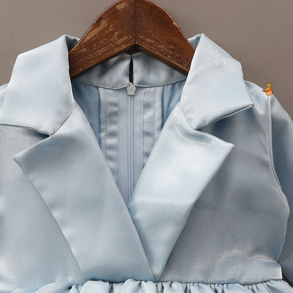 Gorgeous Sheen Collar Neck Bow Adorned Layered Ruffle Dress