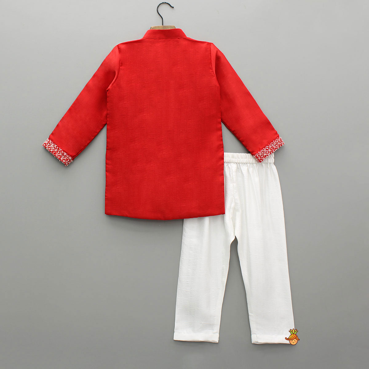 Red Sequin Embroidered Beaded Kurta With Pyjama