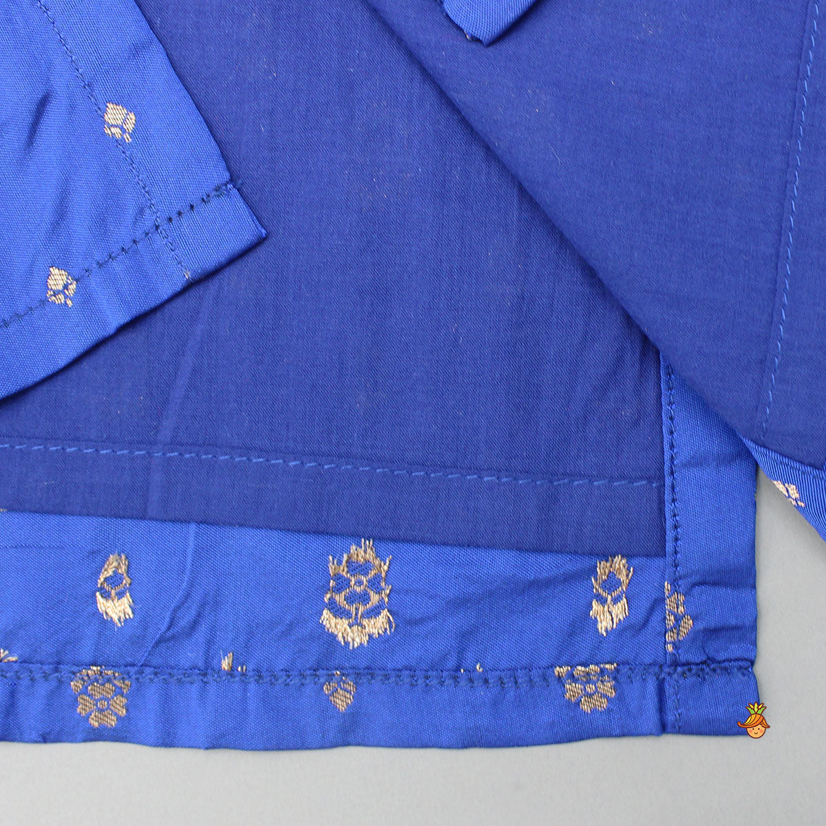 Blue Brocade Kurta With White Pyjama