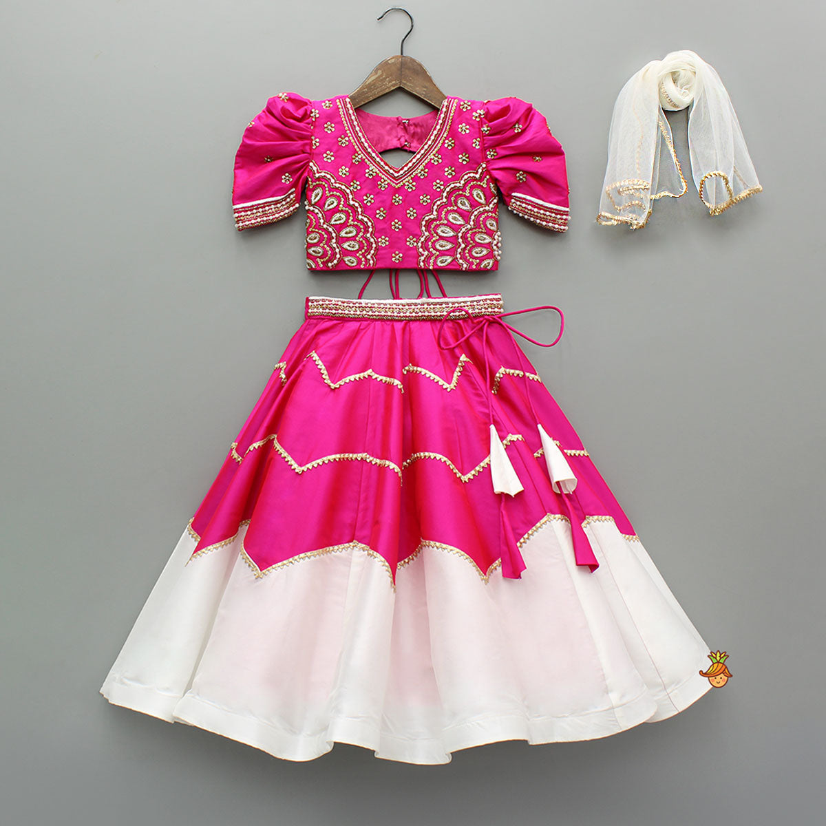 Pink Embroidered Top With Stylish Lehenga And Dupatta