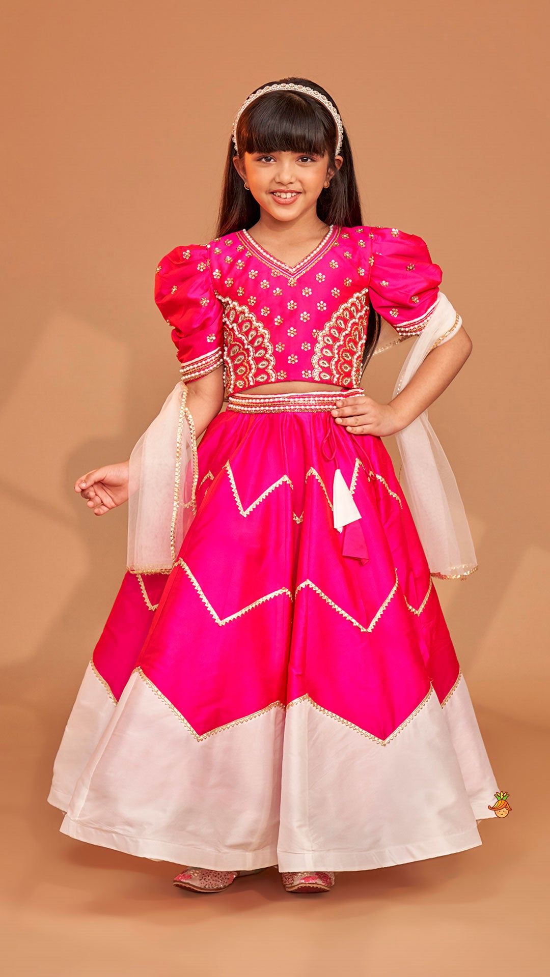 Pink Embroidered Top With Stylish Lehenga And Dupatta