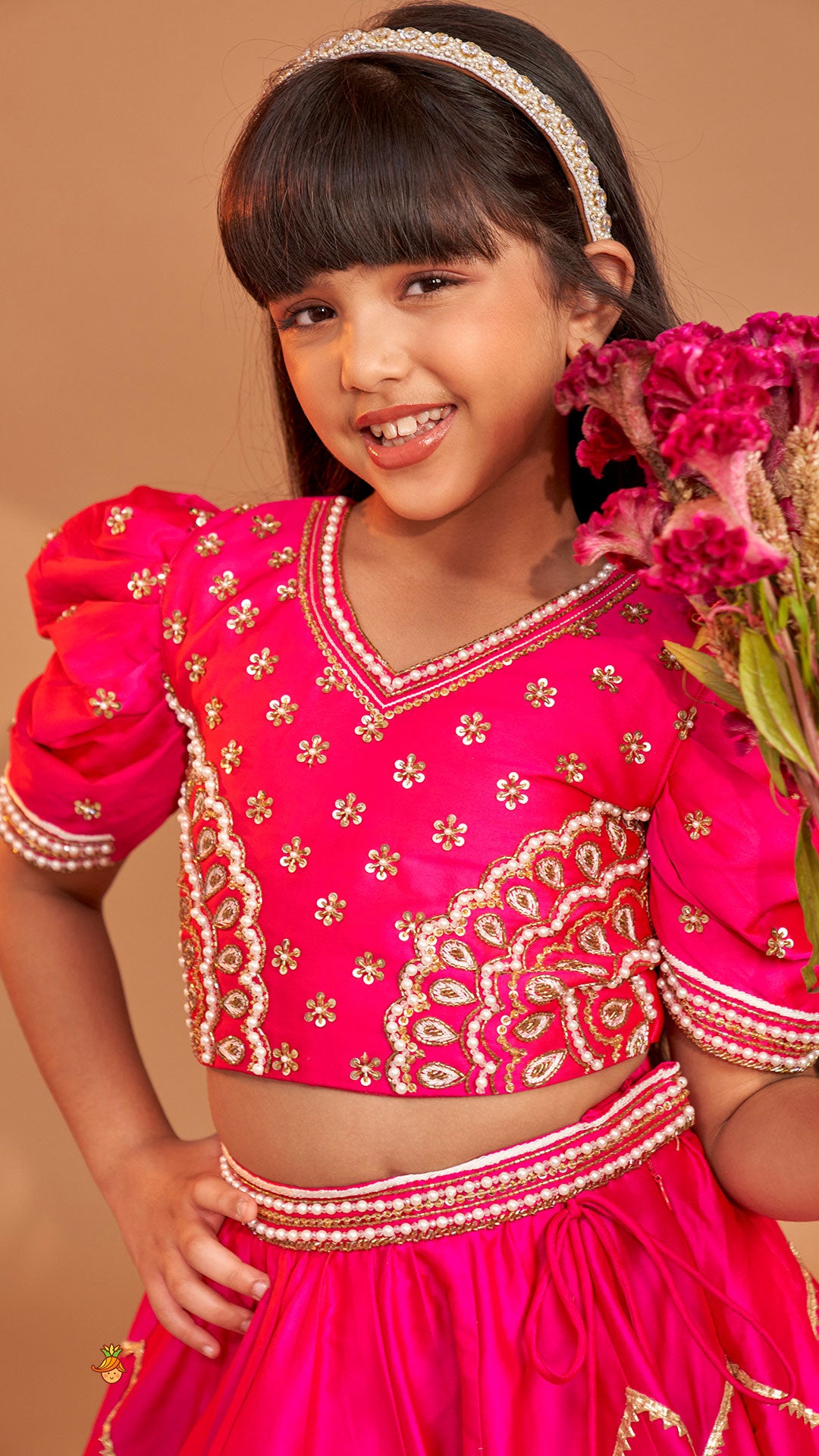 Pink Embroidered Top With Stylish Lehenga And Dupatta