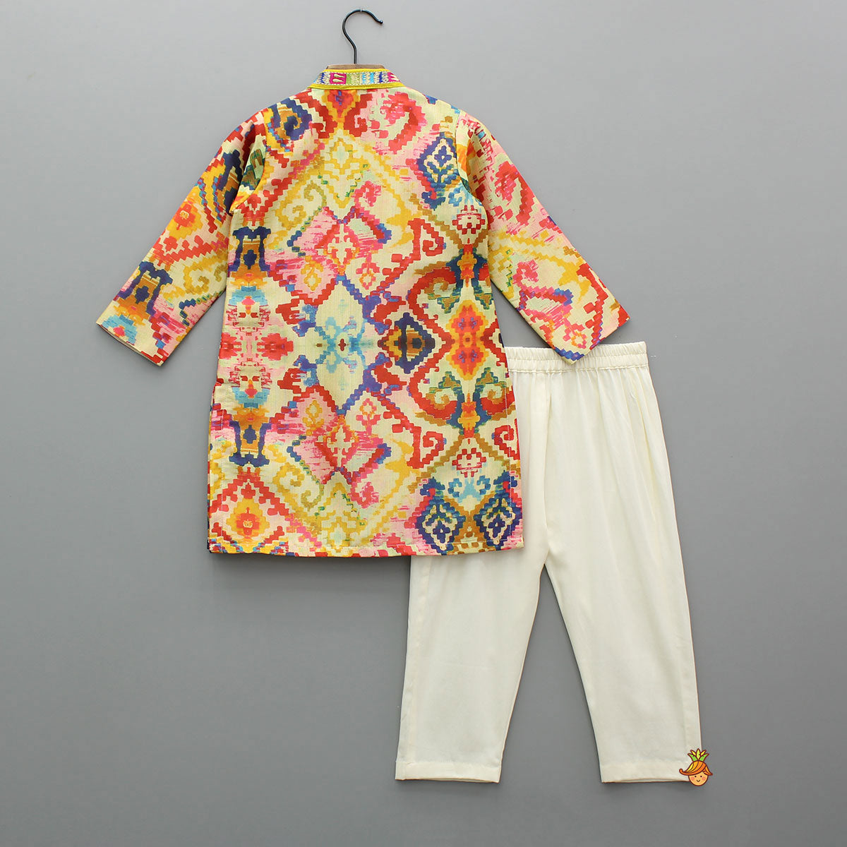 Multicolour Printed Pleated Pin Tuck Detailed Kurta With Pyjama