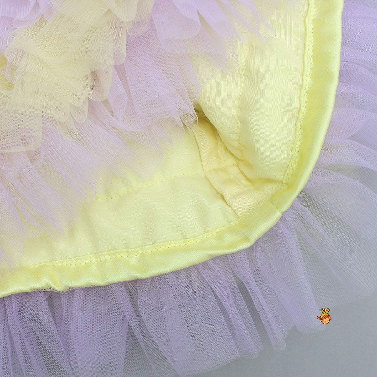 Gorgeous Yellow 3D Floral Applique Embellished Dress With Sling Bag