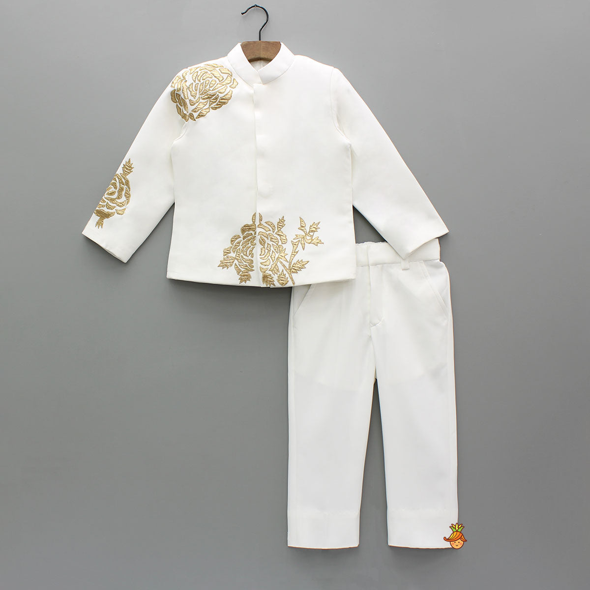 Gota Applique White Sherwani With Pant