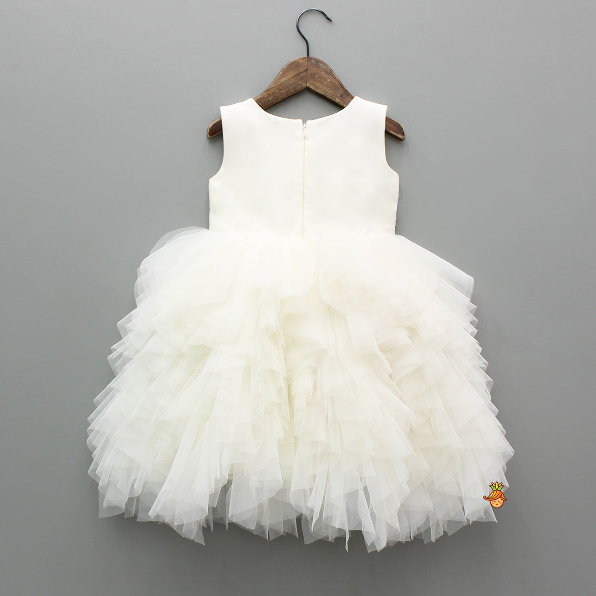 Fresh Tropical Embroidered Ruffled Dress