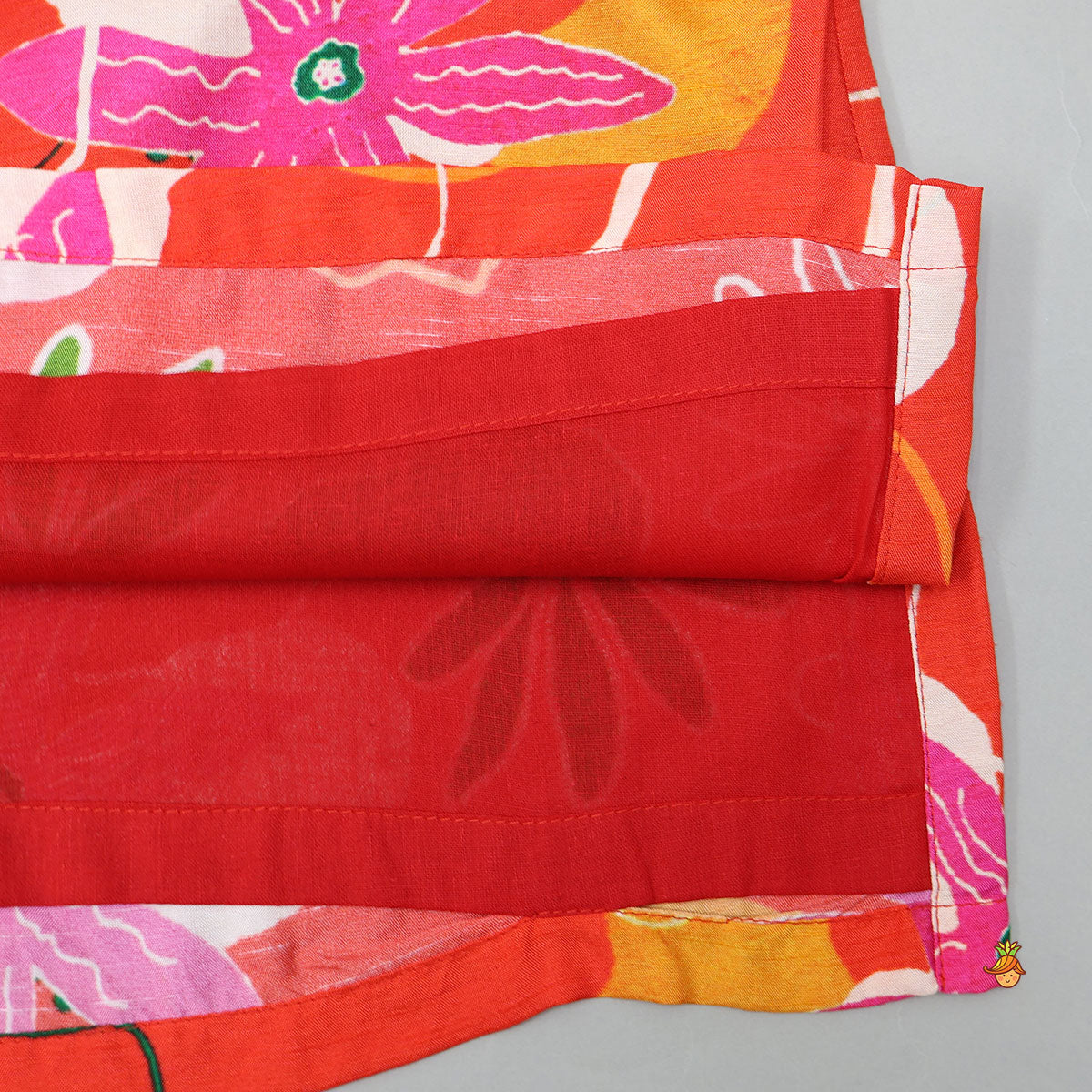 Red Floral Printed Kurta With Salwar