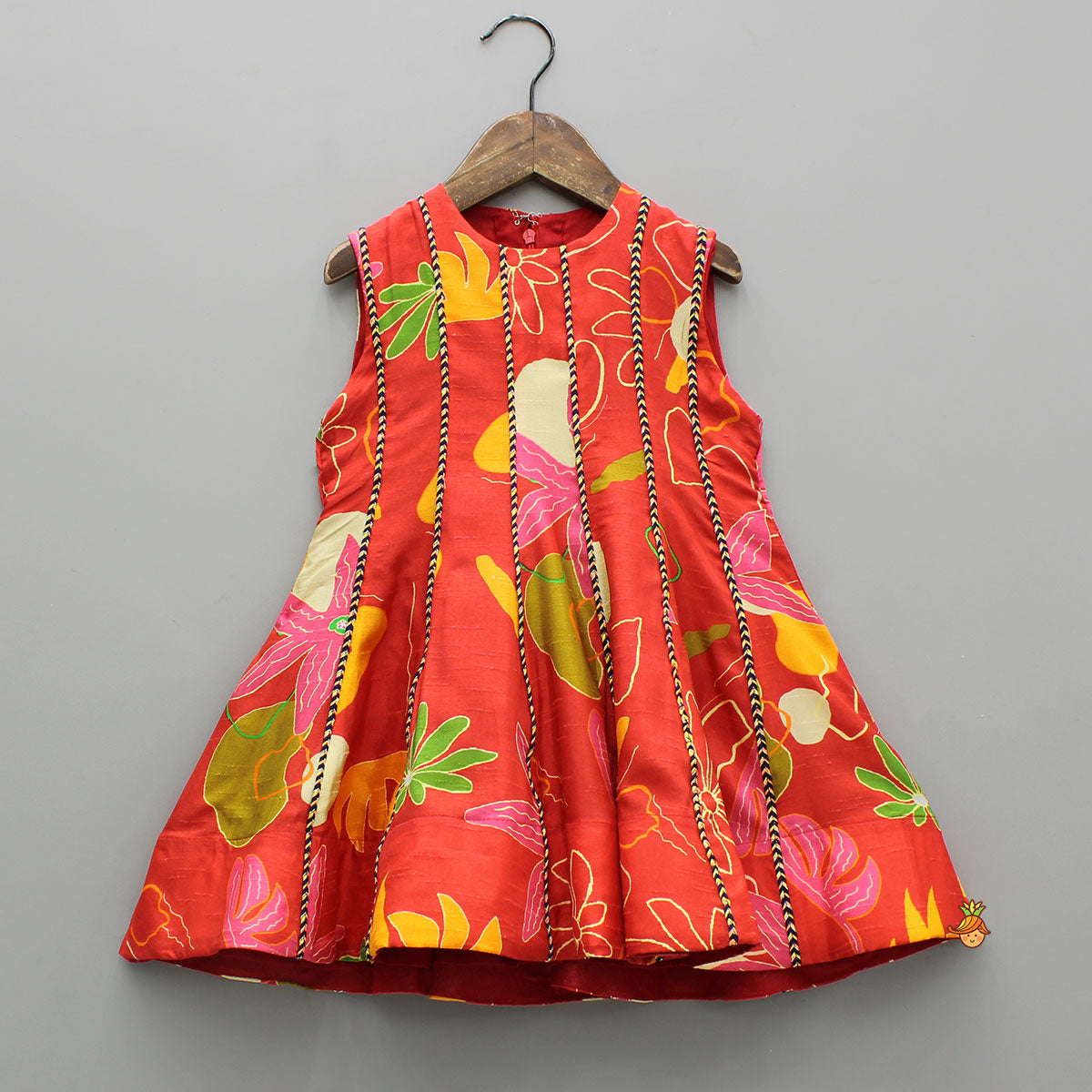 Red Floral Printed Sleeveless Kurti With Matching Pants