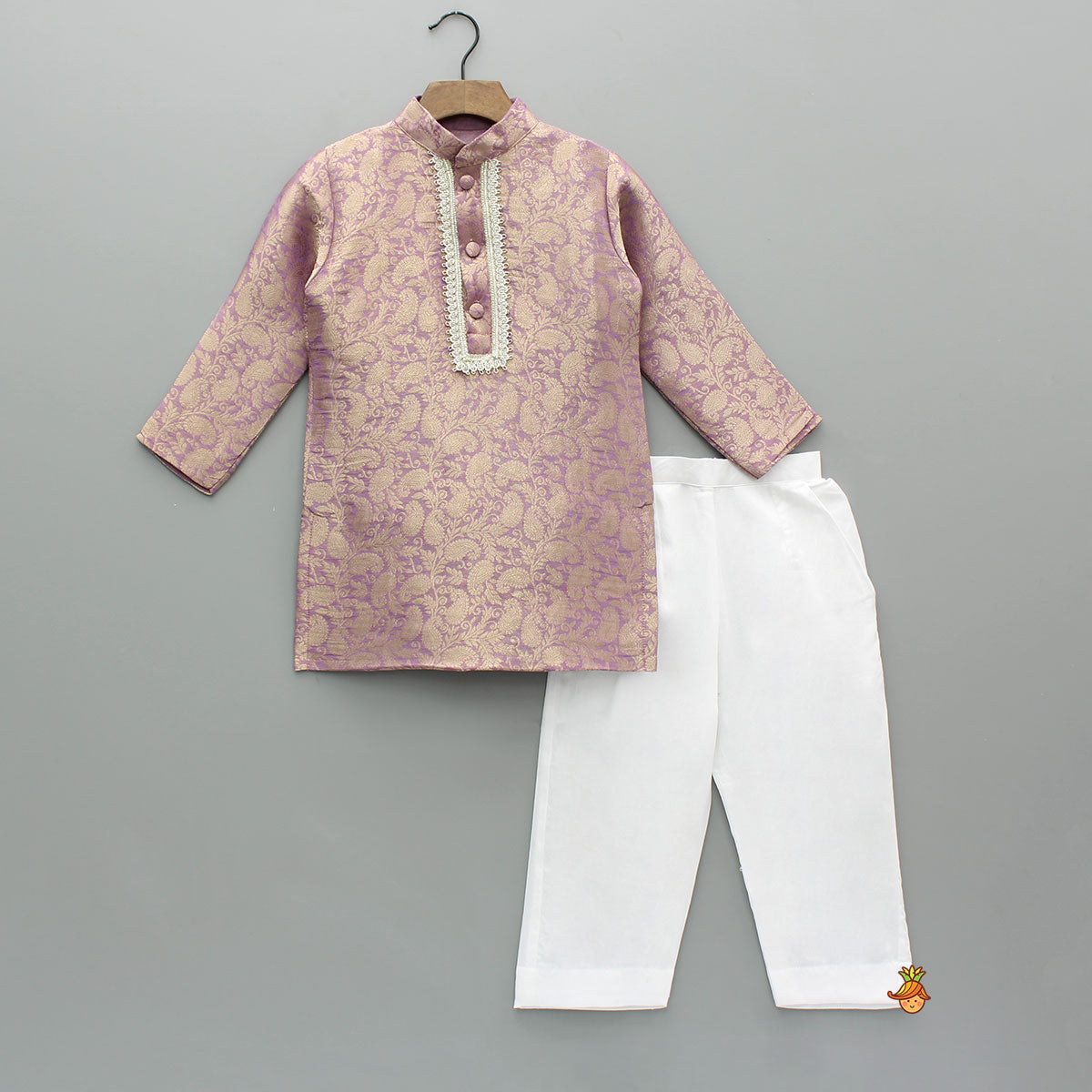 Brocade Kurta With White Pyjama