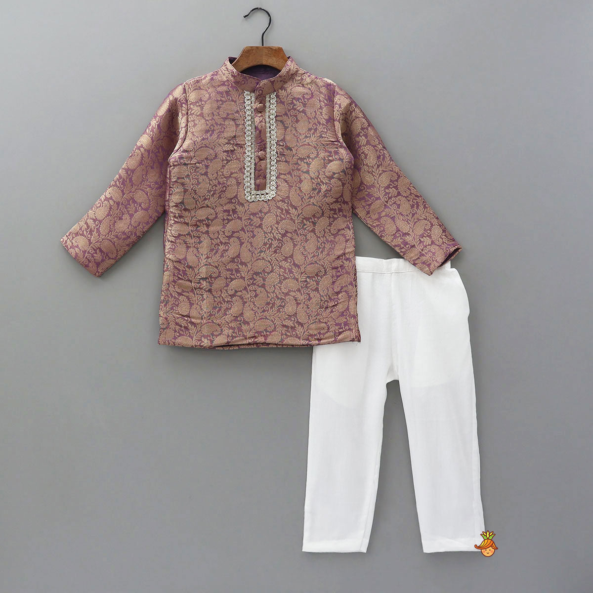 Brocade Kurta With White Pyjama