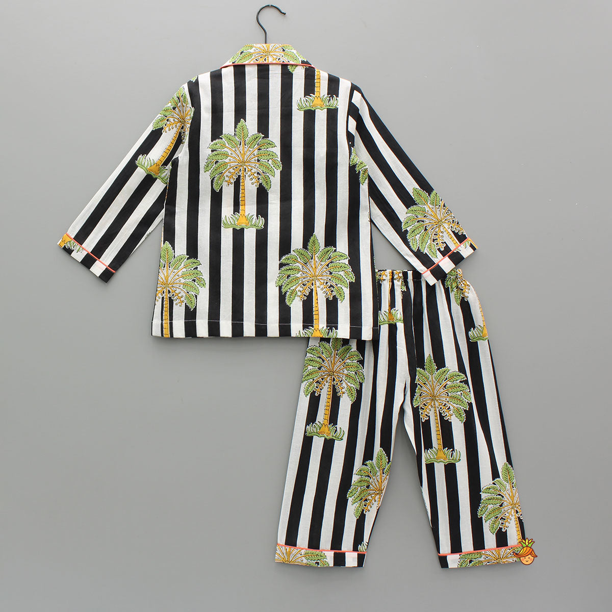 Black And White Striped Printed Cotton Sleepwear
