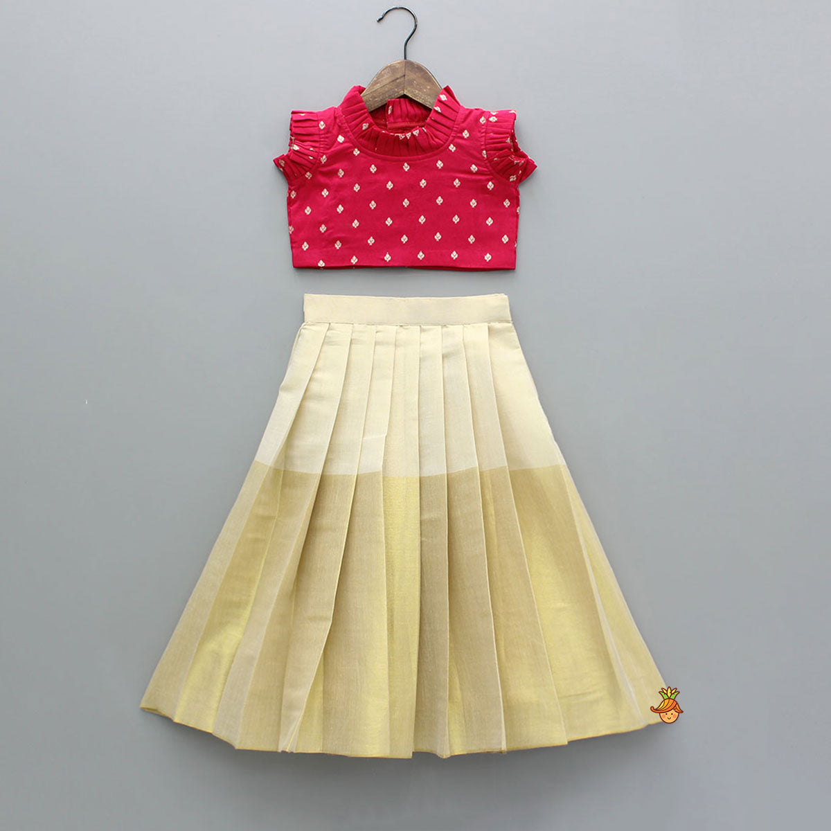 Pink Brocade Top With Sheen Zari Lehenga