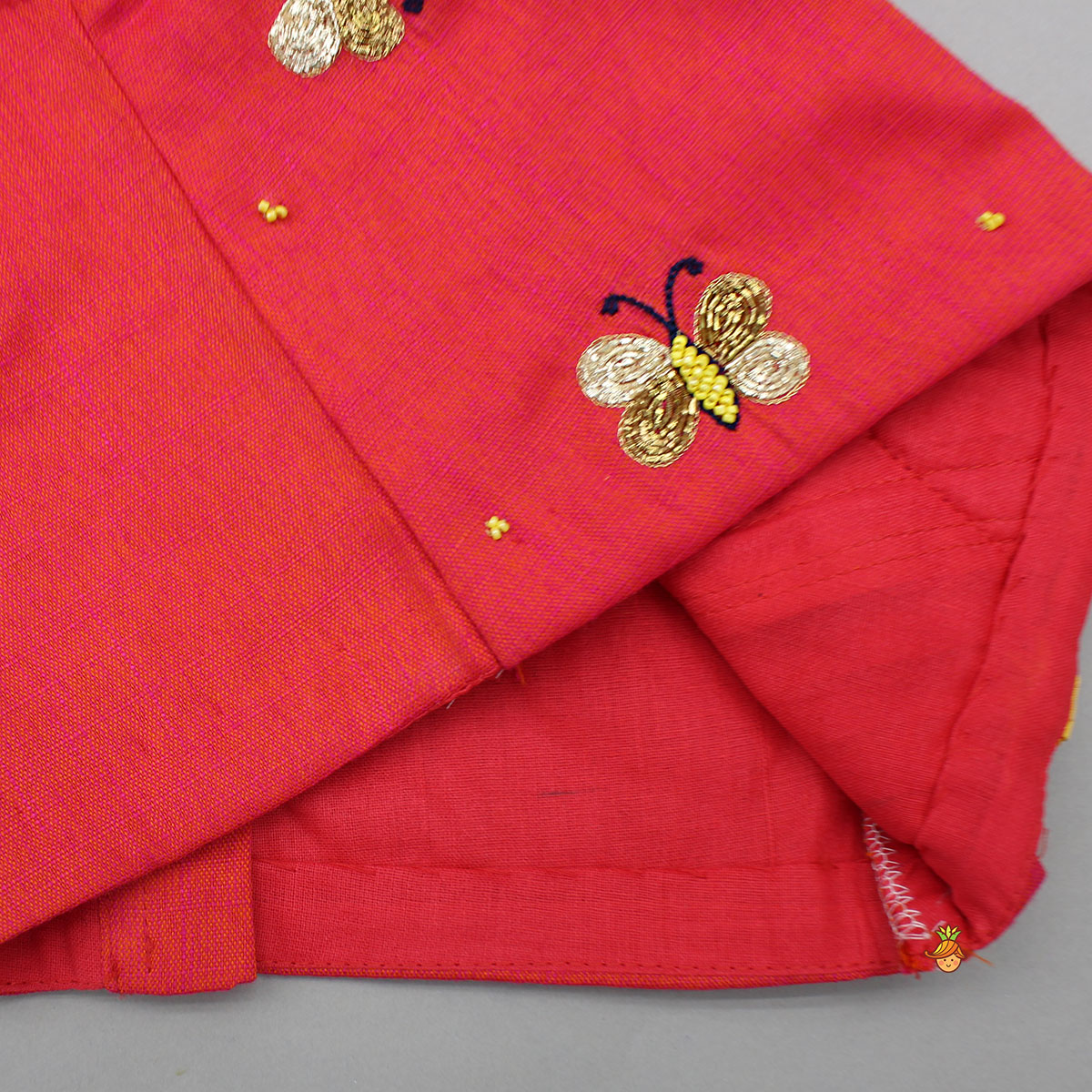 Pleat Detailed Butterflies Embroidered Top With Pleat Detailed Lehenga