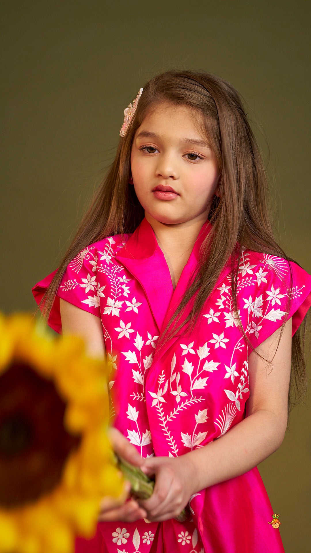 Hot Pink Jumpsuit With Embroidered Vest