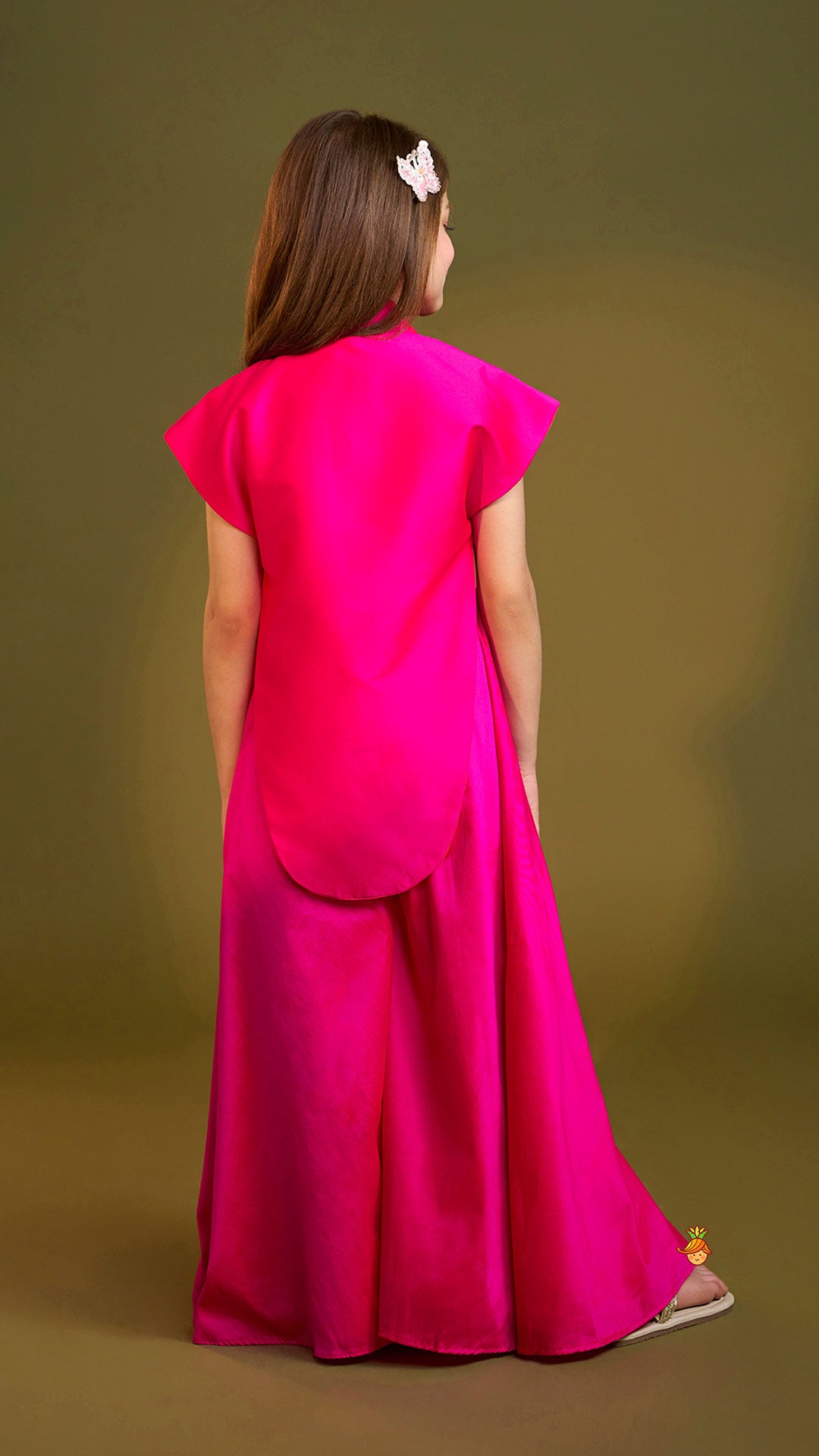 Hot Pink Jumpsuit With Embroidered Vest