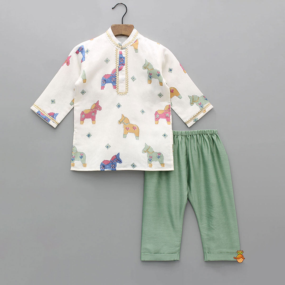 Chanderi Hand block Print Kurta With Pyjama