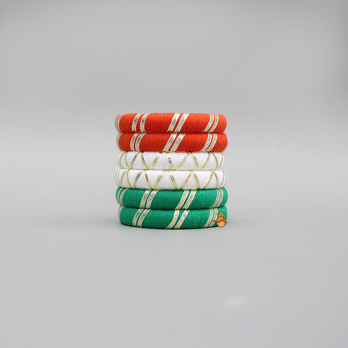 Tri Colour Thread And Lace Detailed Bangles Set