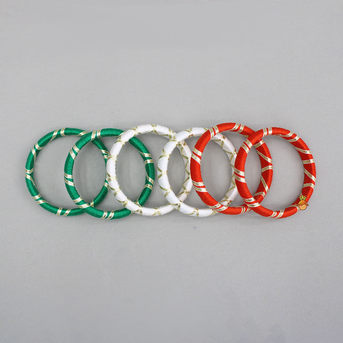 Tri Colour Thread And Lace Detailed Bangles Set