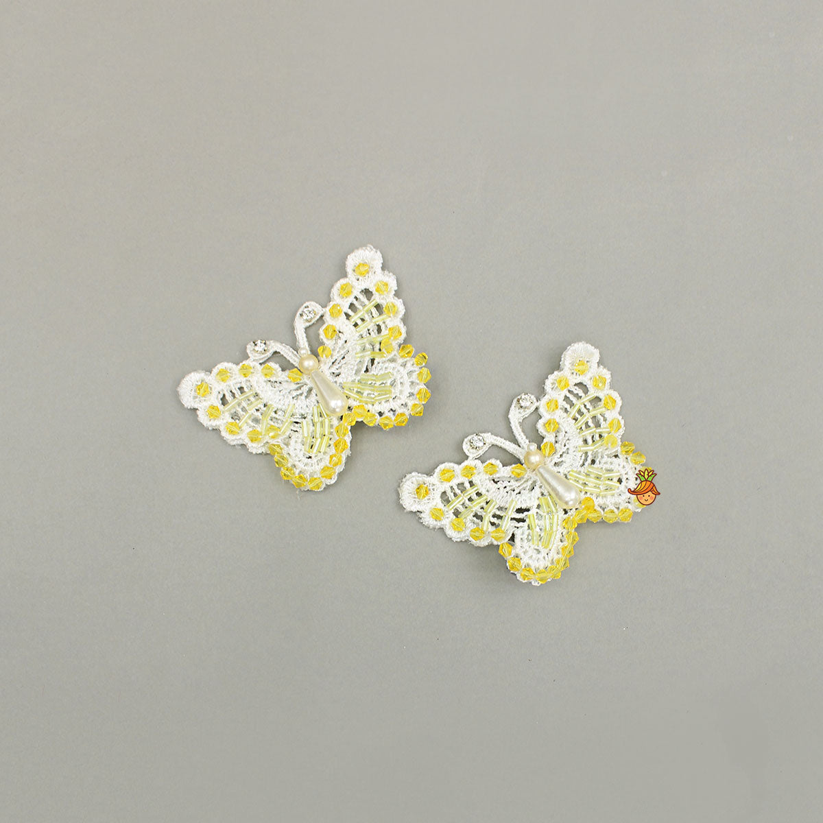 Bead Embellished White Butterfly Hair Clip