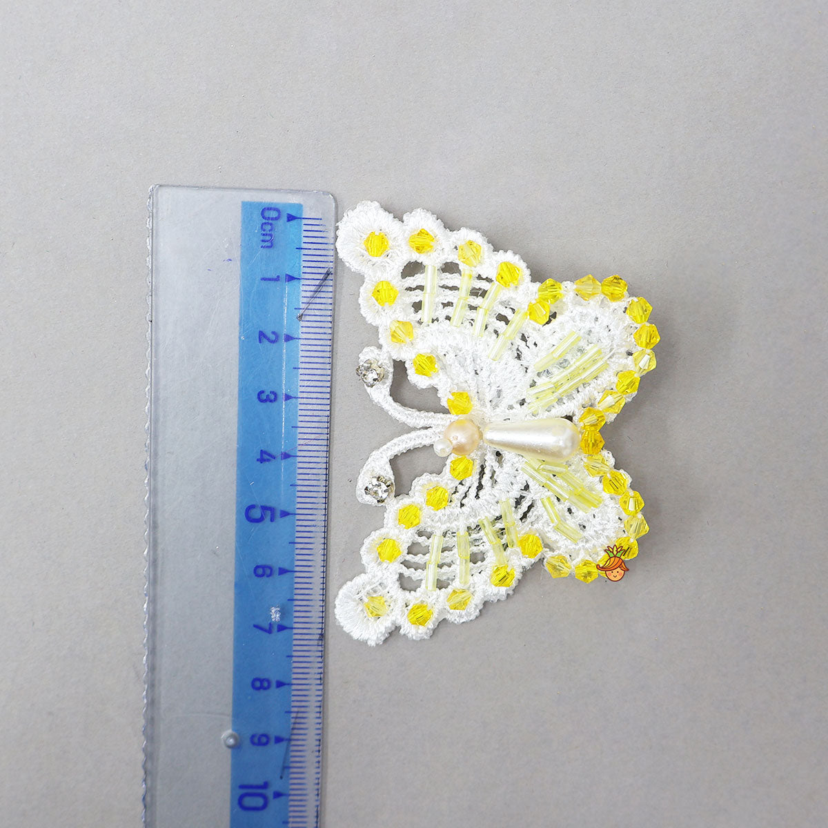 Bead Embellished White Butterfly Hair Clip