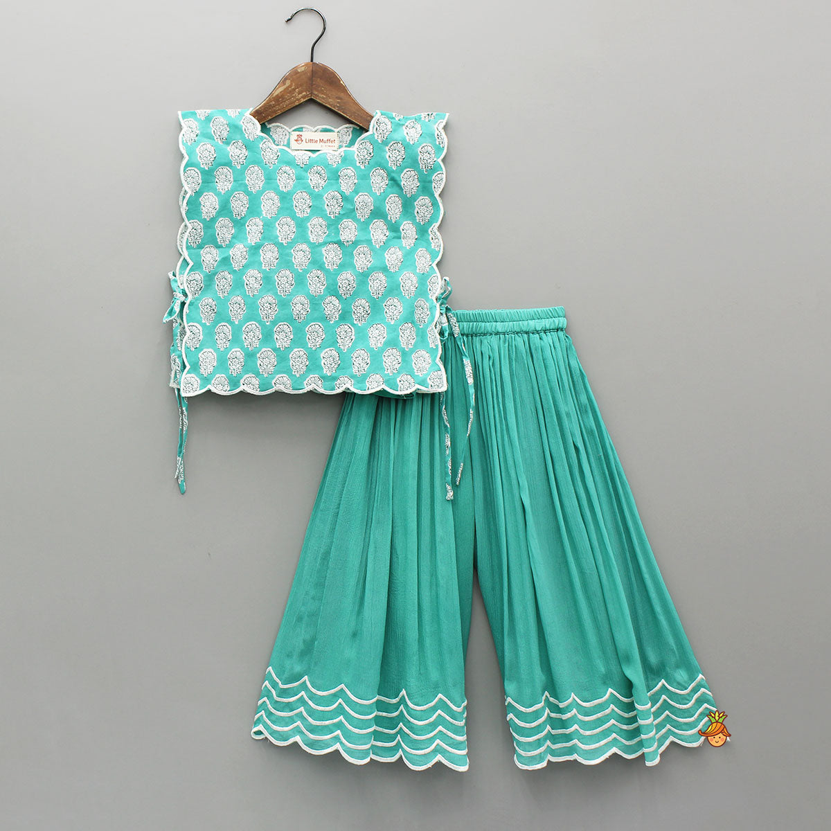 Blue vest Style Top With Matching Palazzo