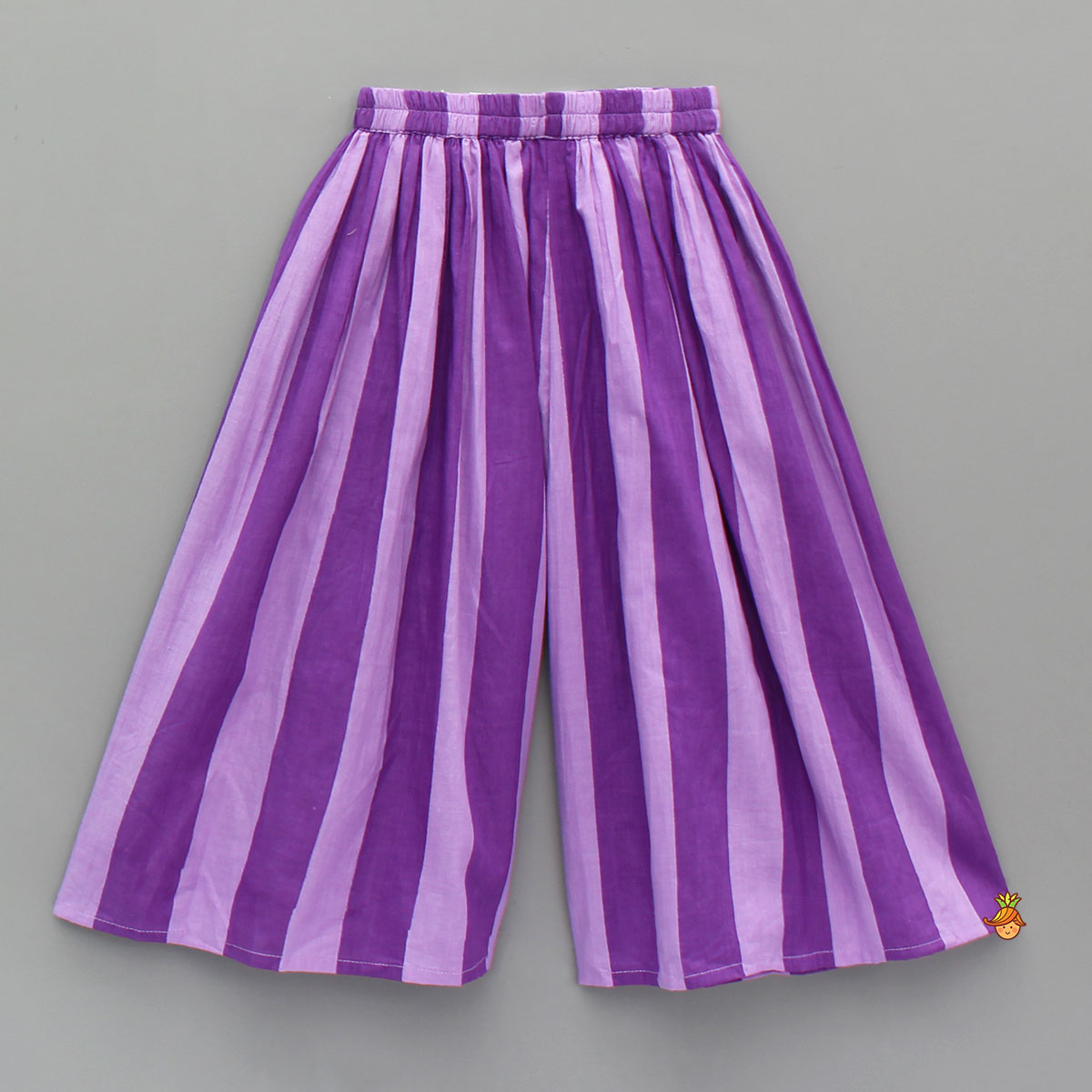 Purple Striped Kurti With Matching Palazzo And Choker Dupatta