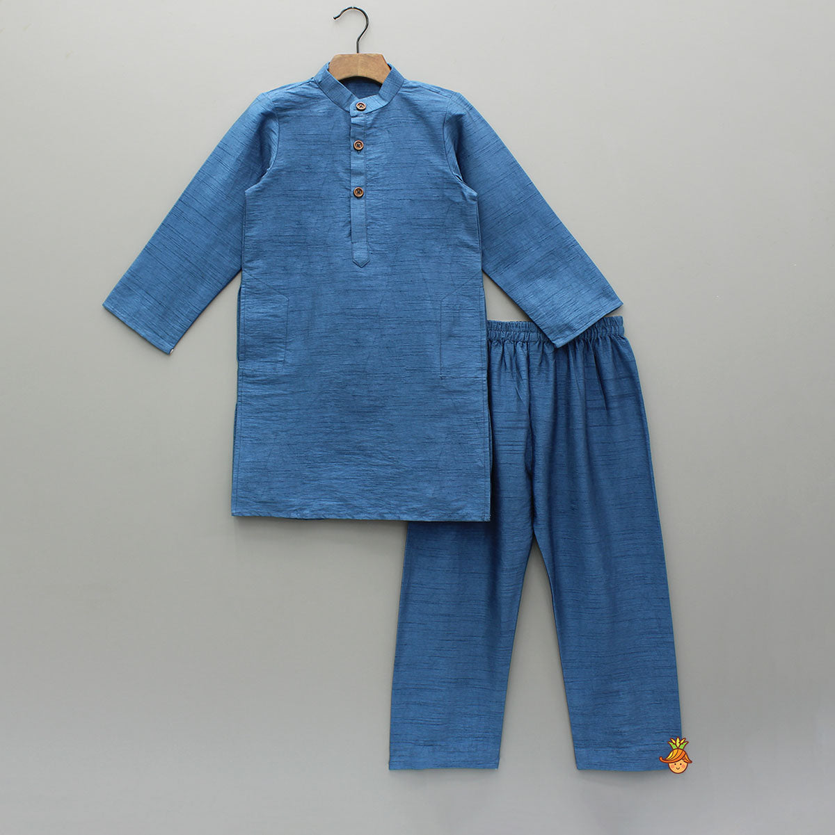 Ethnic Kurta With Bird-Printed Front-Open Jacket And Pyjama