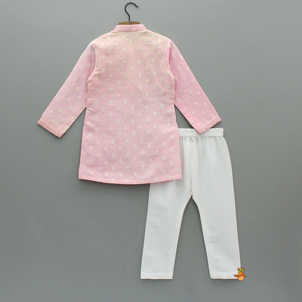Pink Ombre Kurta With Off White Pyjama