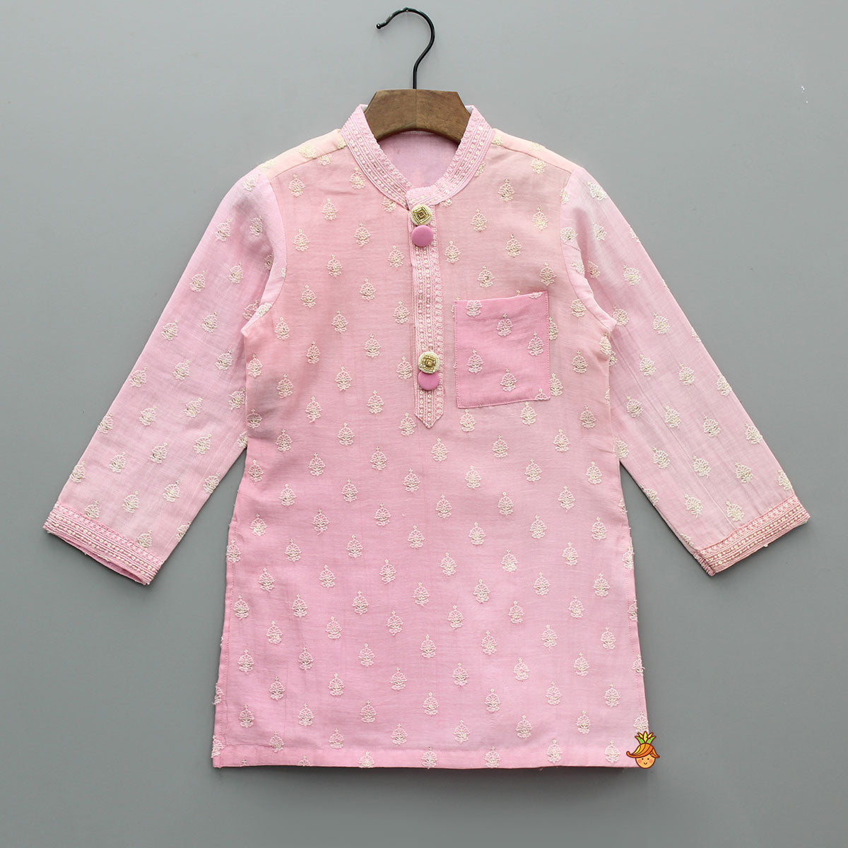 Pink Ombre Kurta With Off White Pyjama