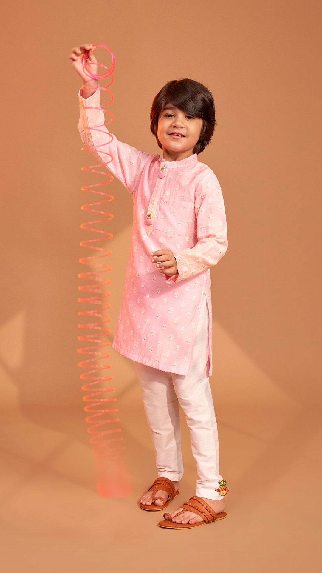 Pink Ombre Kurta With Off White Pyjama