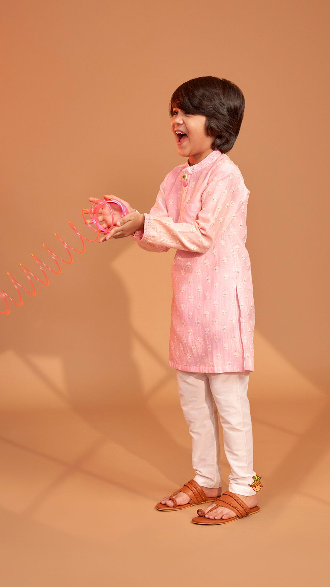 Pink Ombre Kurta With Off White Pyjama