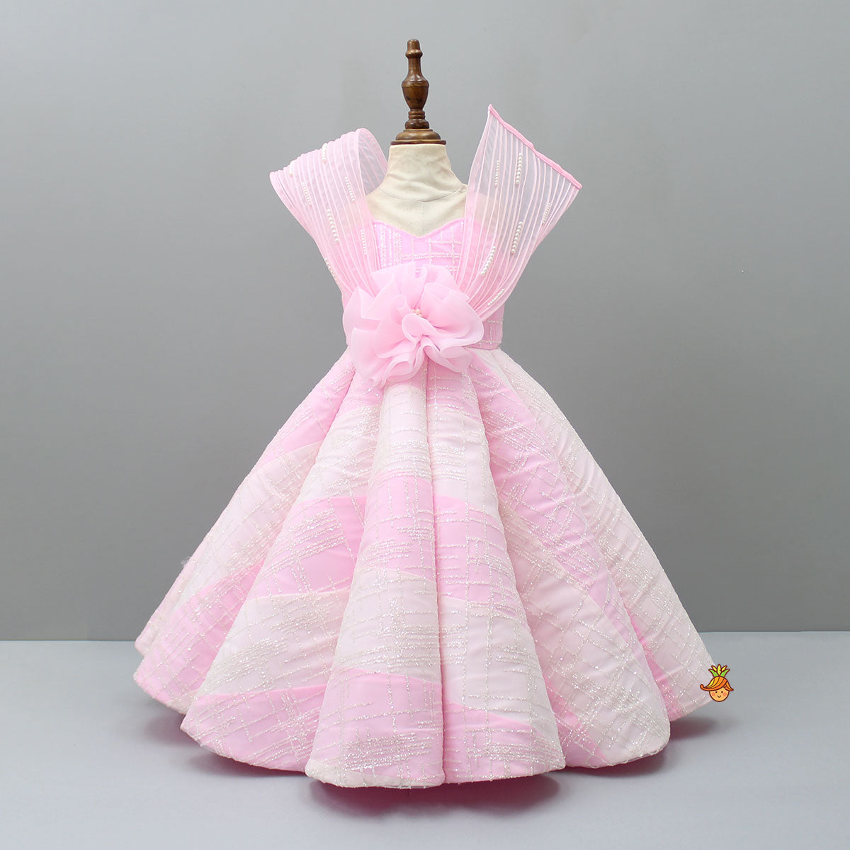 Glitters Enhanced Strappy Pink Gown