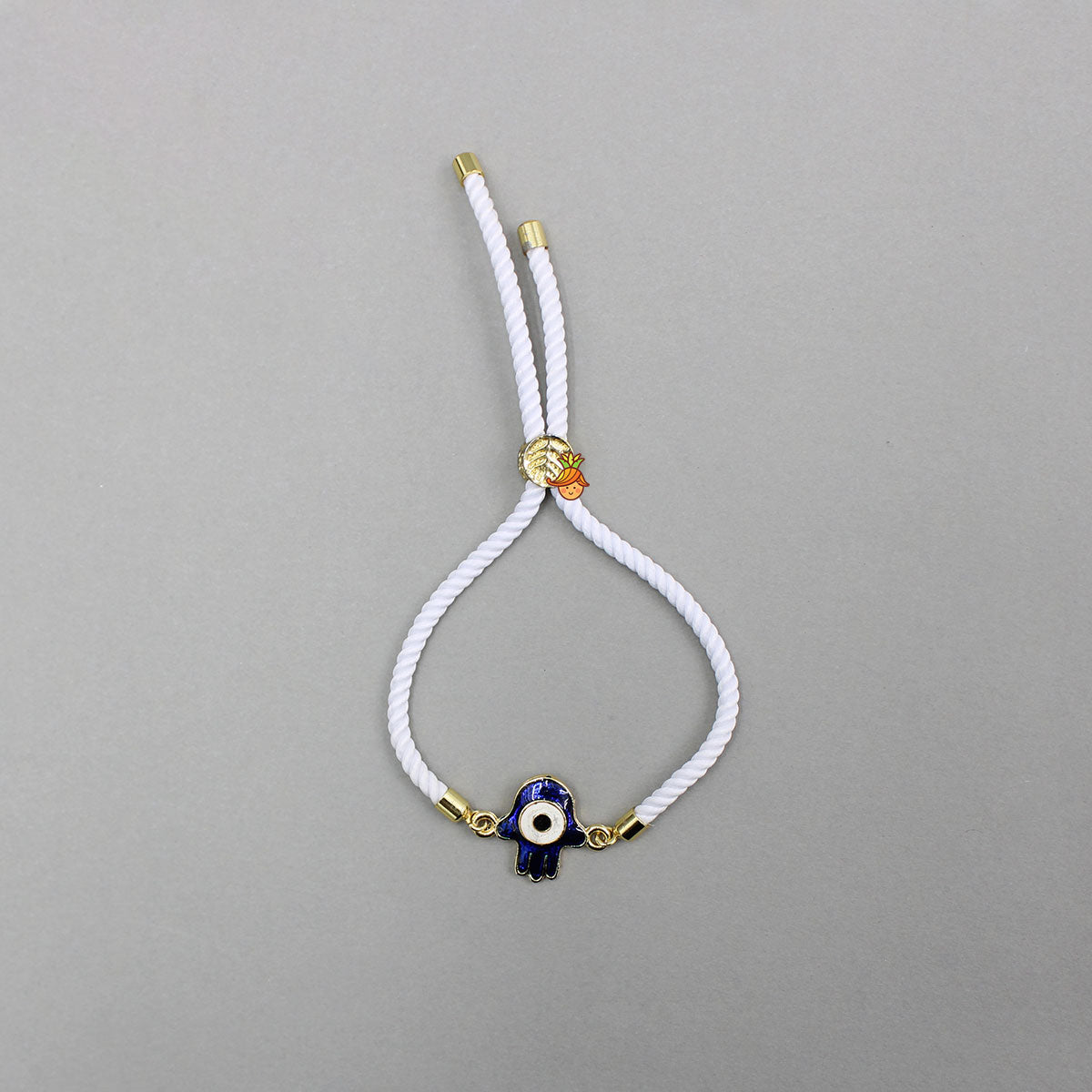 Evil Eye Adjustable White Rope String Rakhi