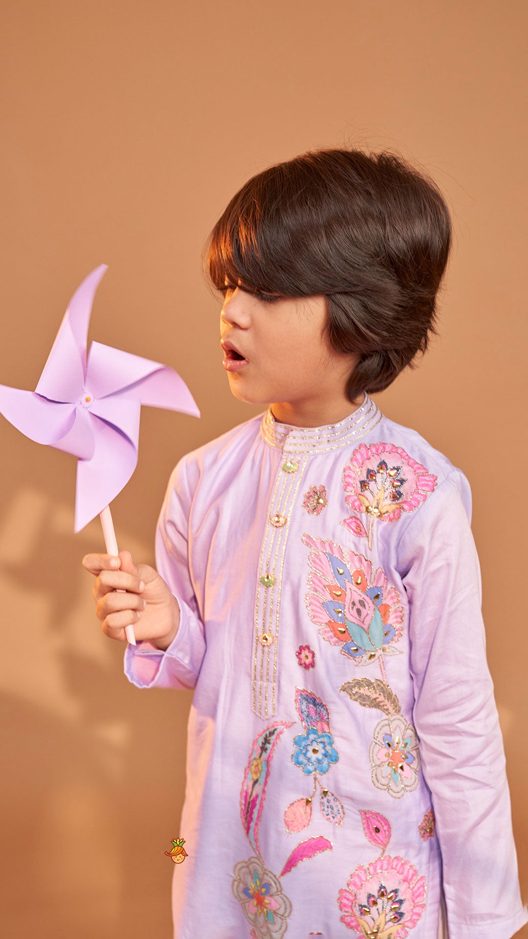 Stunning Multicolour Floral Embroidered Kurta With Pyjama