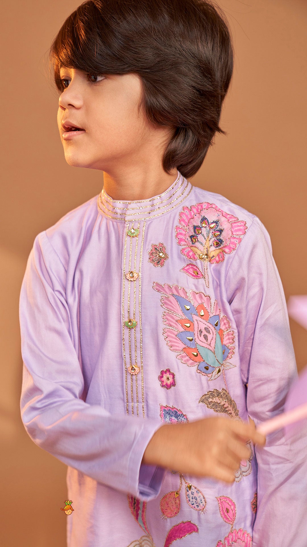 Stunning Multicolour Floral Embroidered Kurta With Pyjama