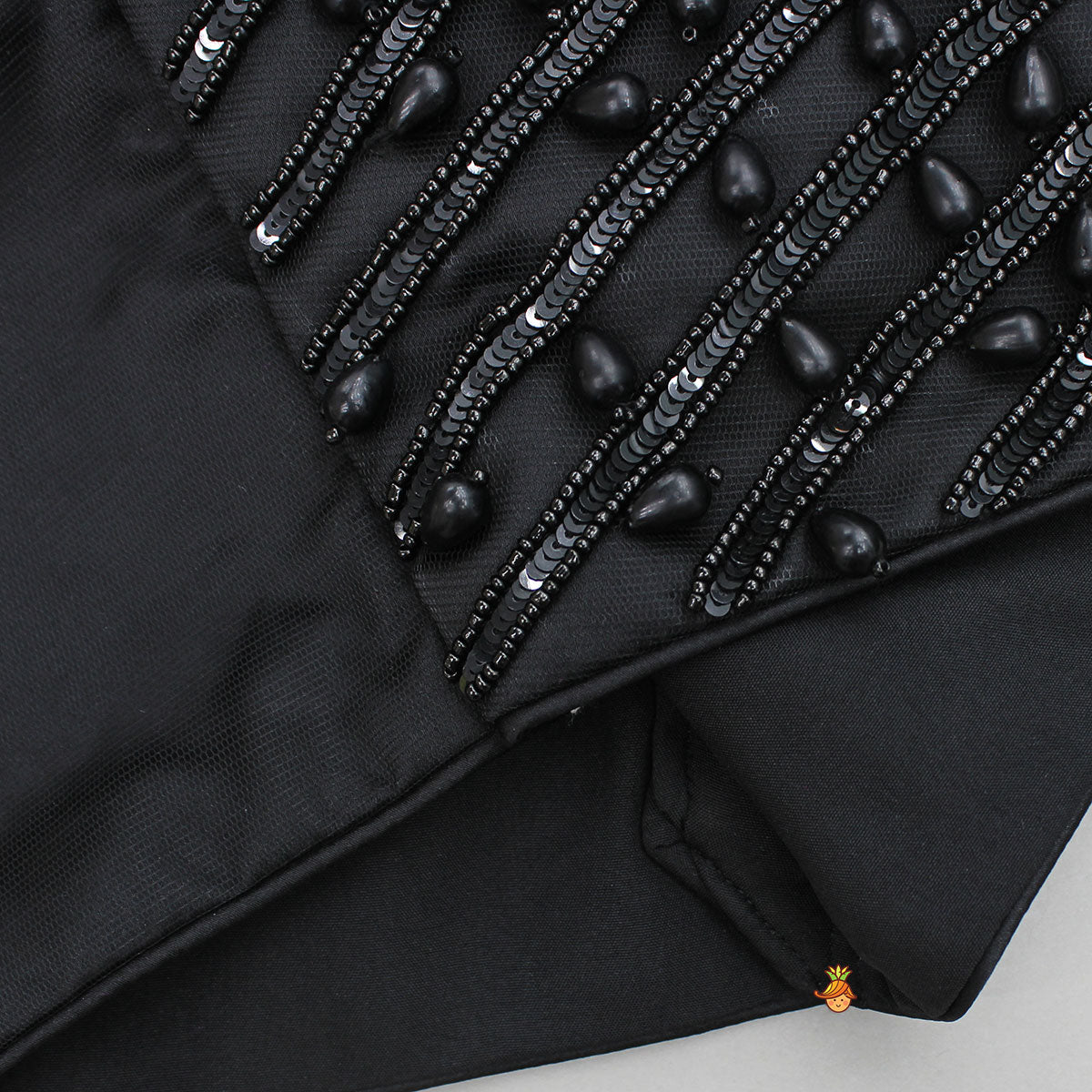 Black One Shoulder Top With Drape Style Skirt