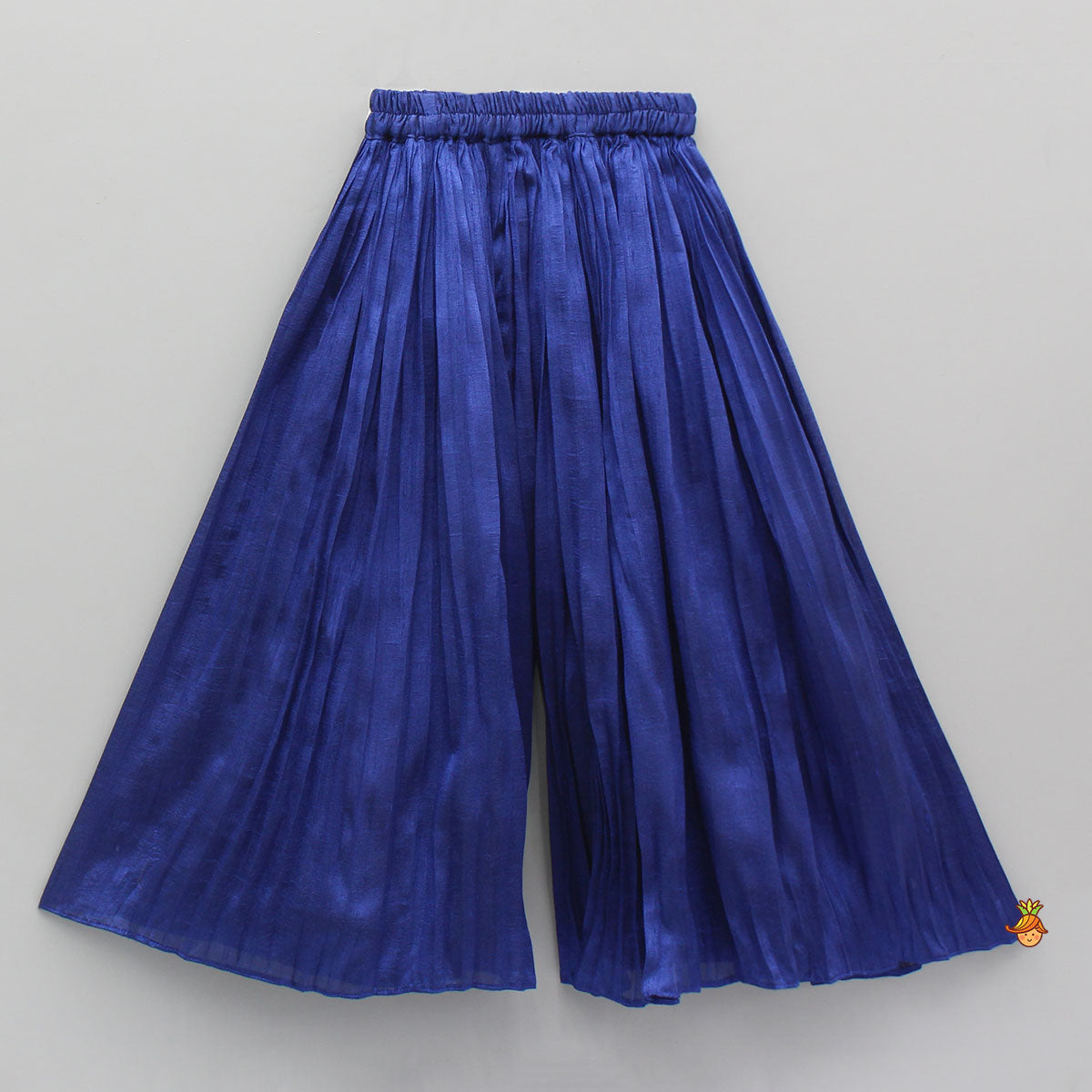 Tissue Pleated Shiny Blue Top And Palazzo