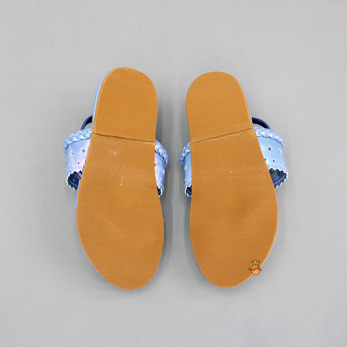 Blue Holographic Braid Detailed Kolhapuri Flats