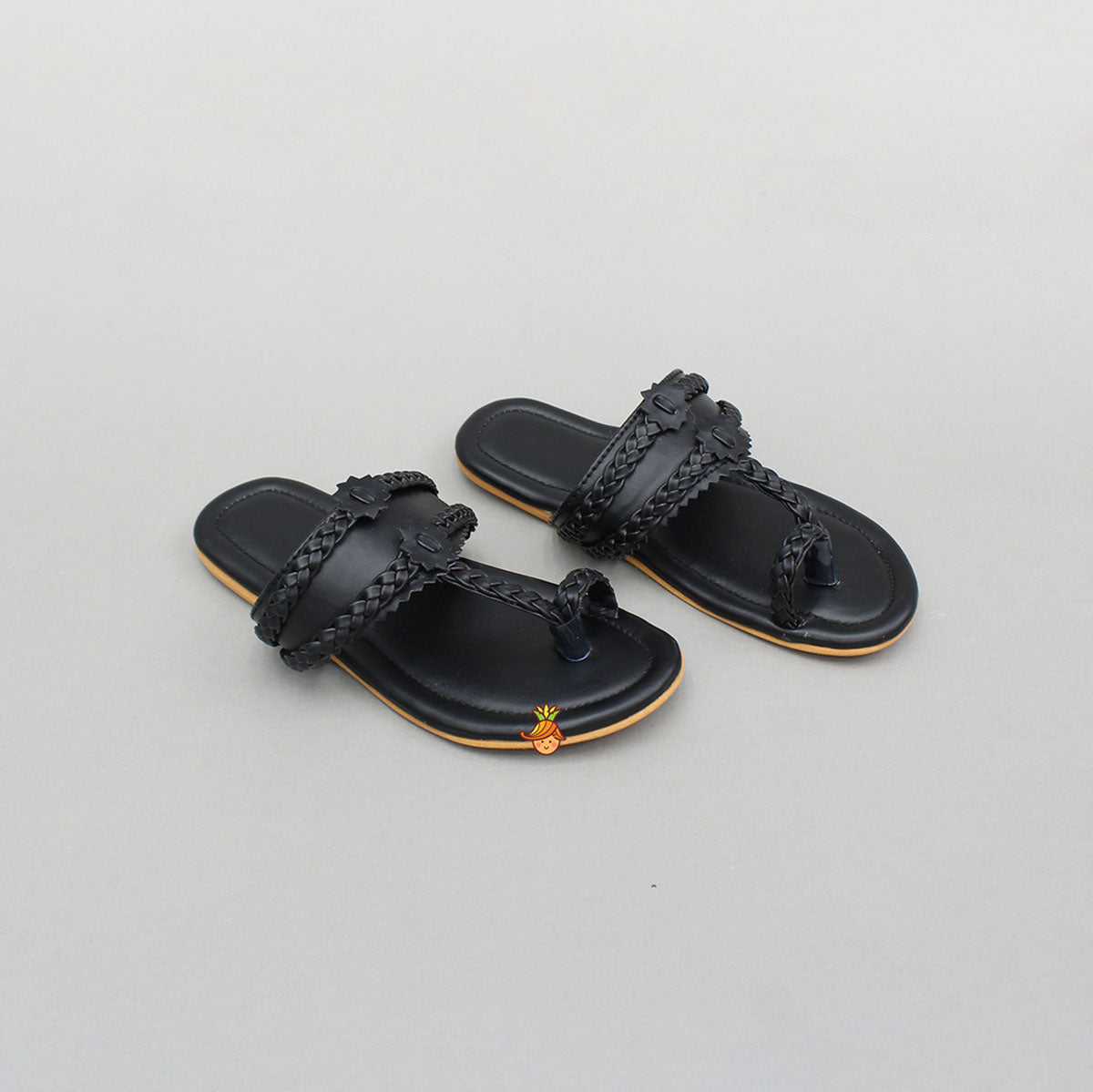 Black Braided Kolhapuri Flats