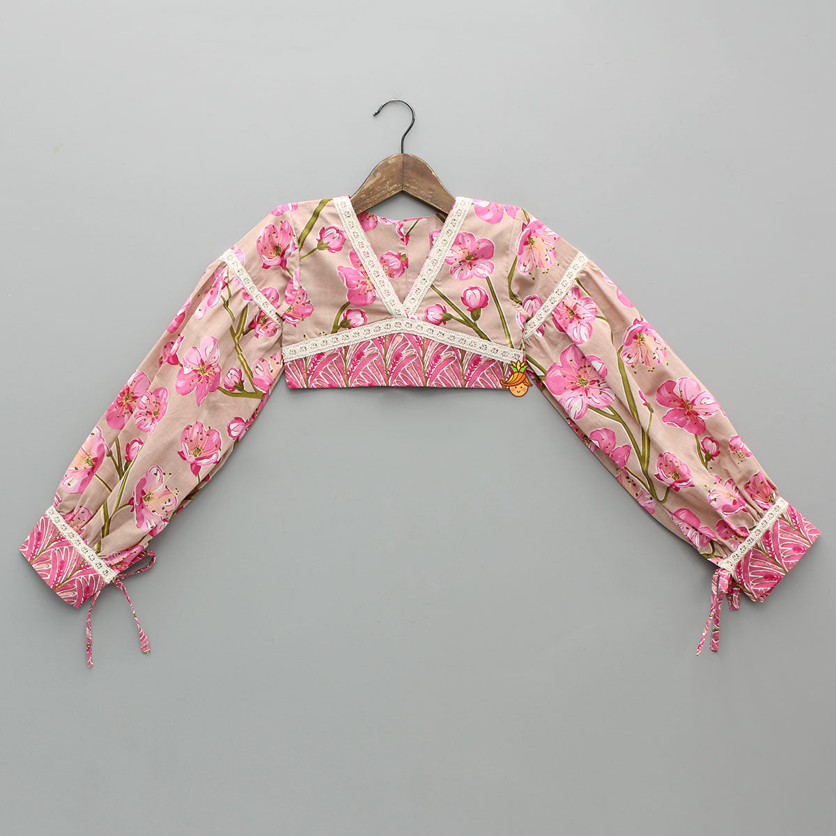 Beautiful Floral Printed Cotton Top With Matching Lehenga And Elasticated Bandana