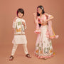 Off White Kurta With Beautiful Embroidered Jacket And Pyjama twinning model image 3
