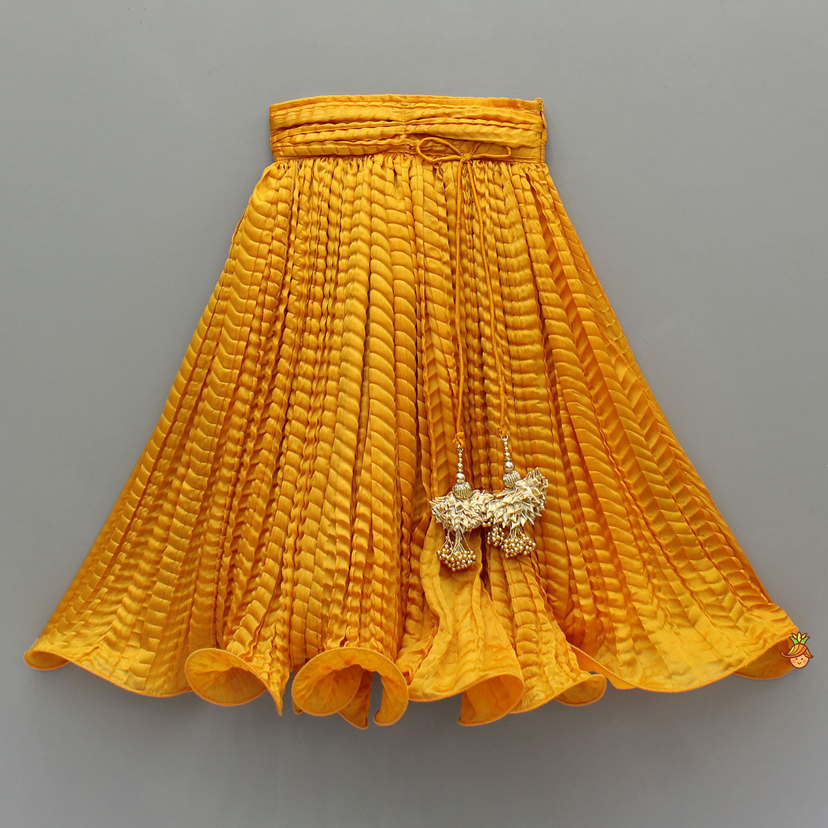 Beautiful Yellow Shimmery Halter Neck Top With Lehenga
