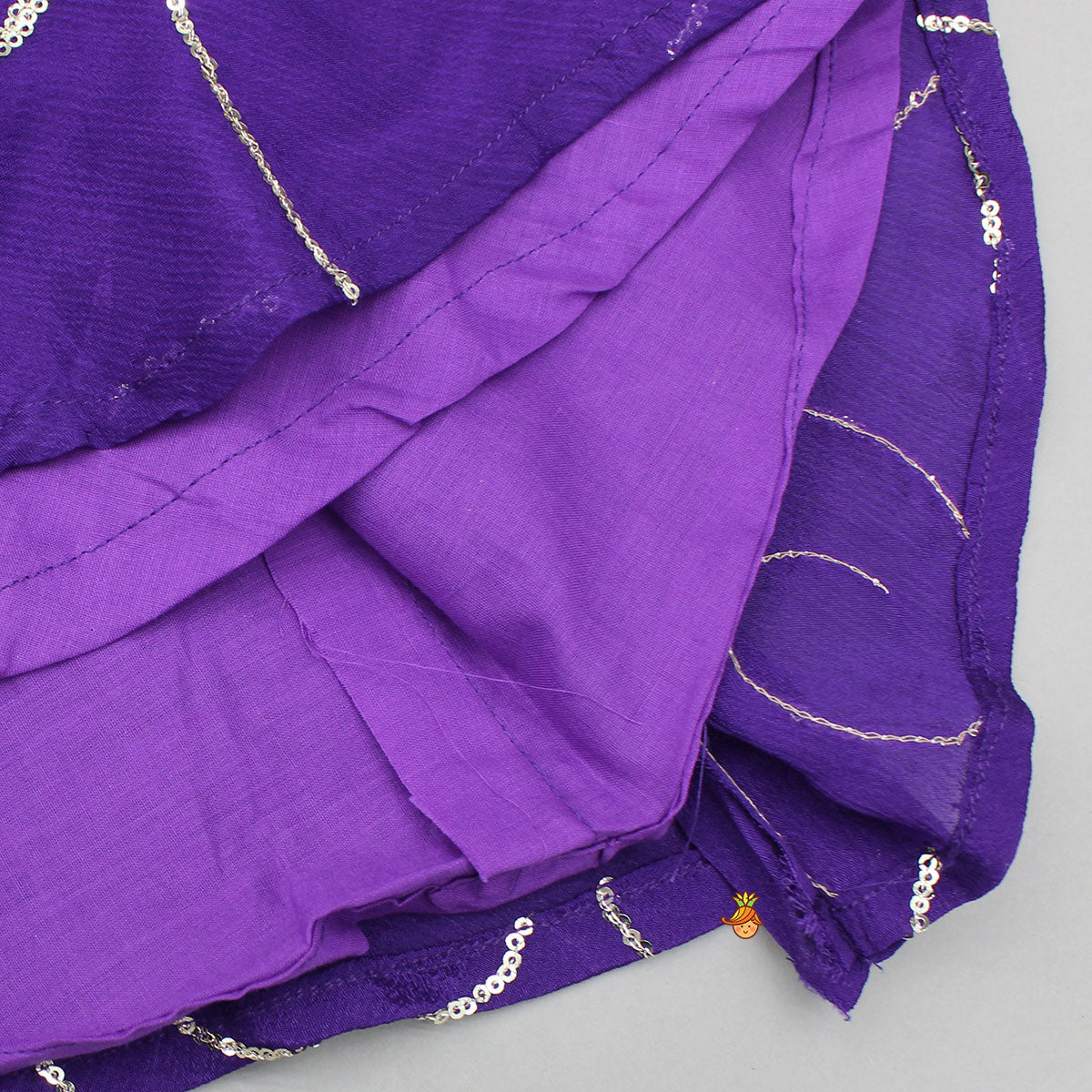 Purple Strappy Sequin Embellished Kurti With Dhoti