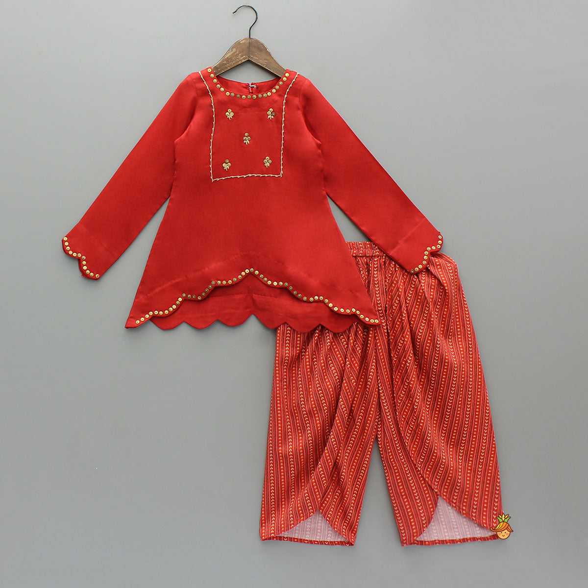High-Low Kurti With Dhoti-Style Pant