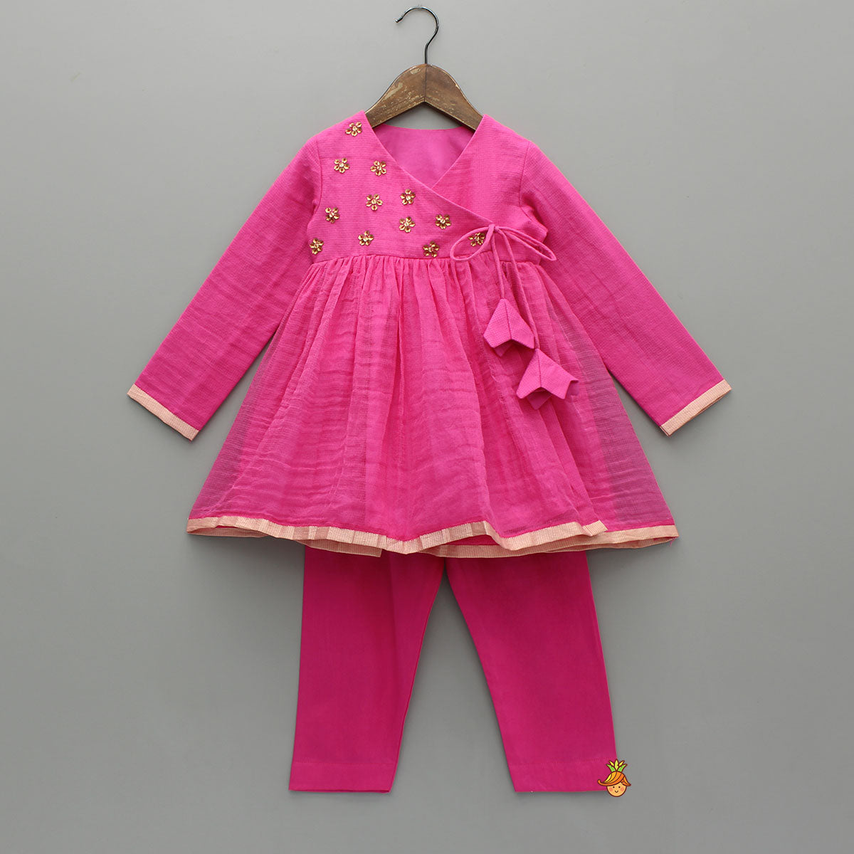 Pink Angarkha Style Kurti With Matching Pant