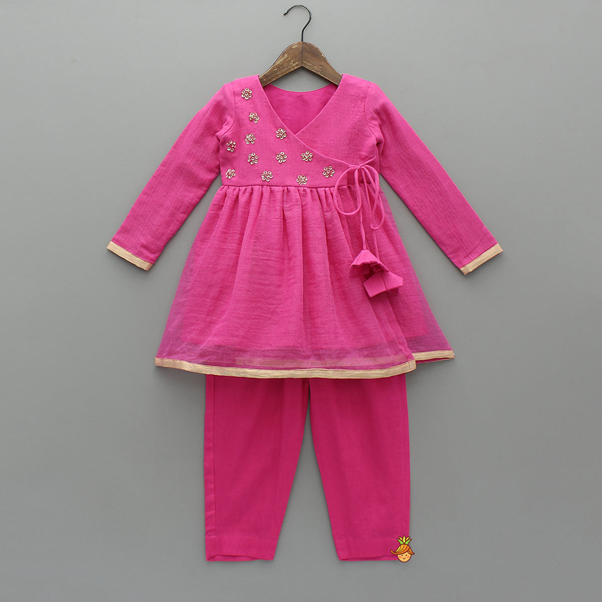 Pink Angarkha Style Kurti With Matching Pant