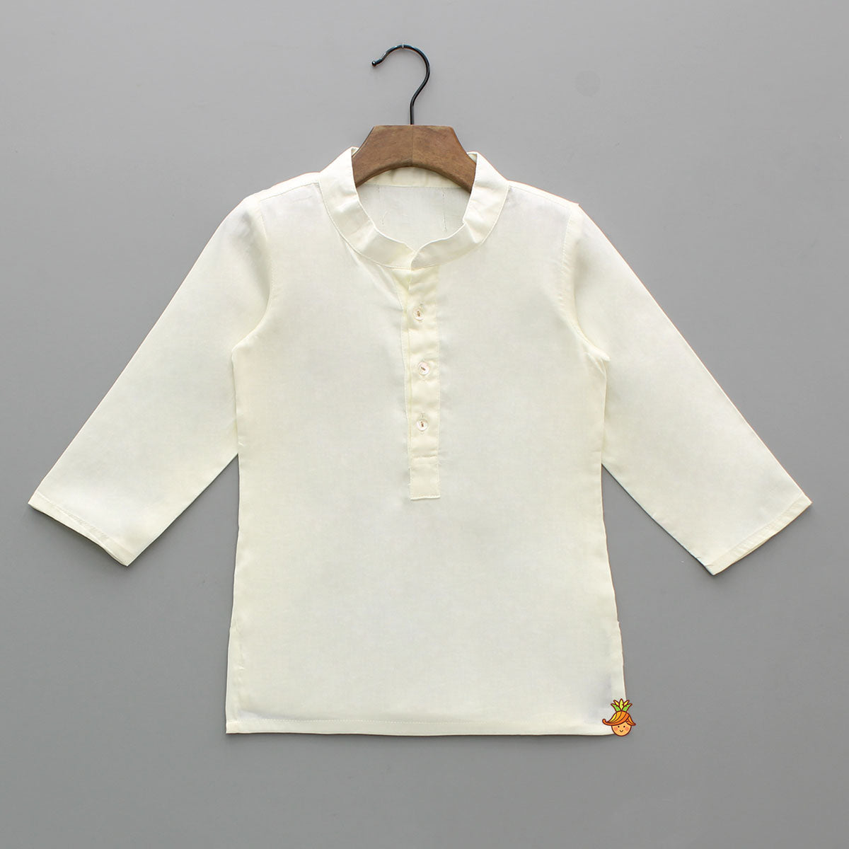 Off White Kurta With Ethnic Embroidered Front Open Jacket And Pyjama