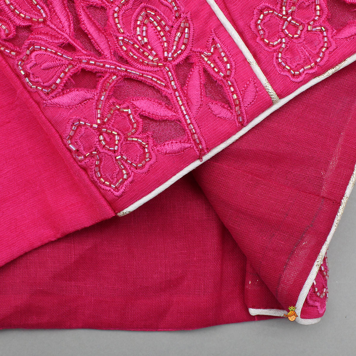 Stylish Pink Halter Neck Top With Brocade Lehenga