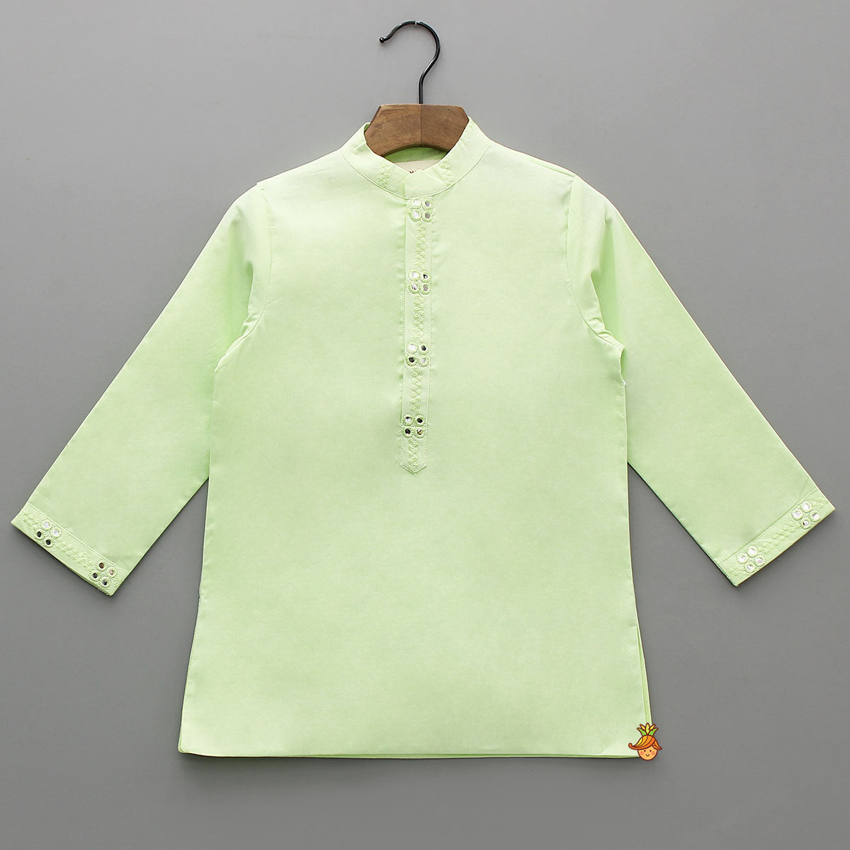 Ethnic Kurta With Faux Mirror Work Jacket And Pyjama