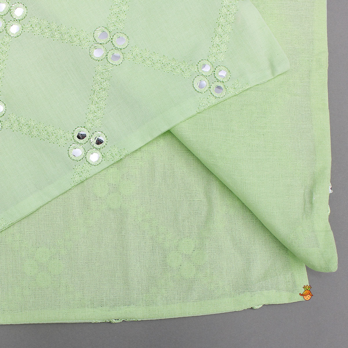 Ethnic Kurta With Faux Mirror Work Jacket And Pyjama